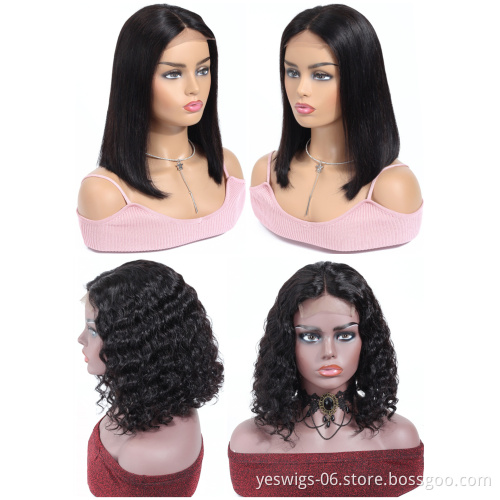 Natural 1b Color Short Size 8 Inch Bob Cut Malaysian Wig Real Virgin Human Cuticle Aligned Hair 13*4 Lace Front Deep Wave Wig